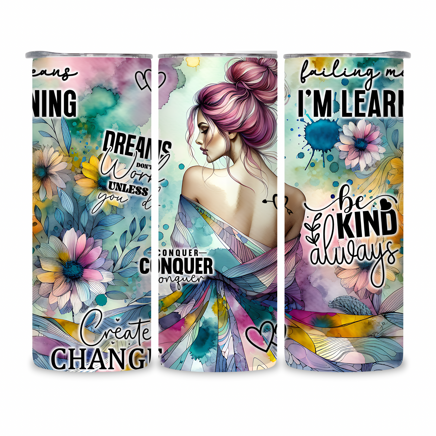20 OZ Animated Positive Affirmations Stainless Steel Tumblers