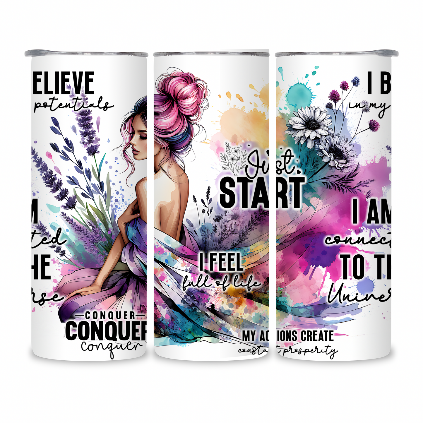 20 OZ Animated Positive Affirmations Stainless Steel Tumblers