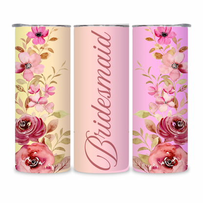 20 OZ Floral Bridesmaid Stainless Steel Tumblers