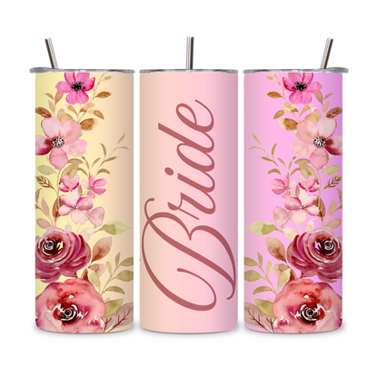 20 OZ Floral Bride Stainless Steel Tumblers