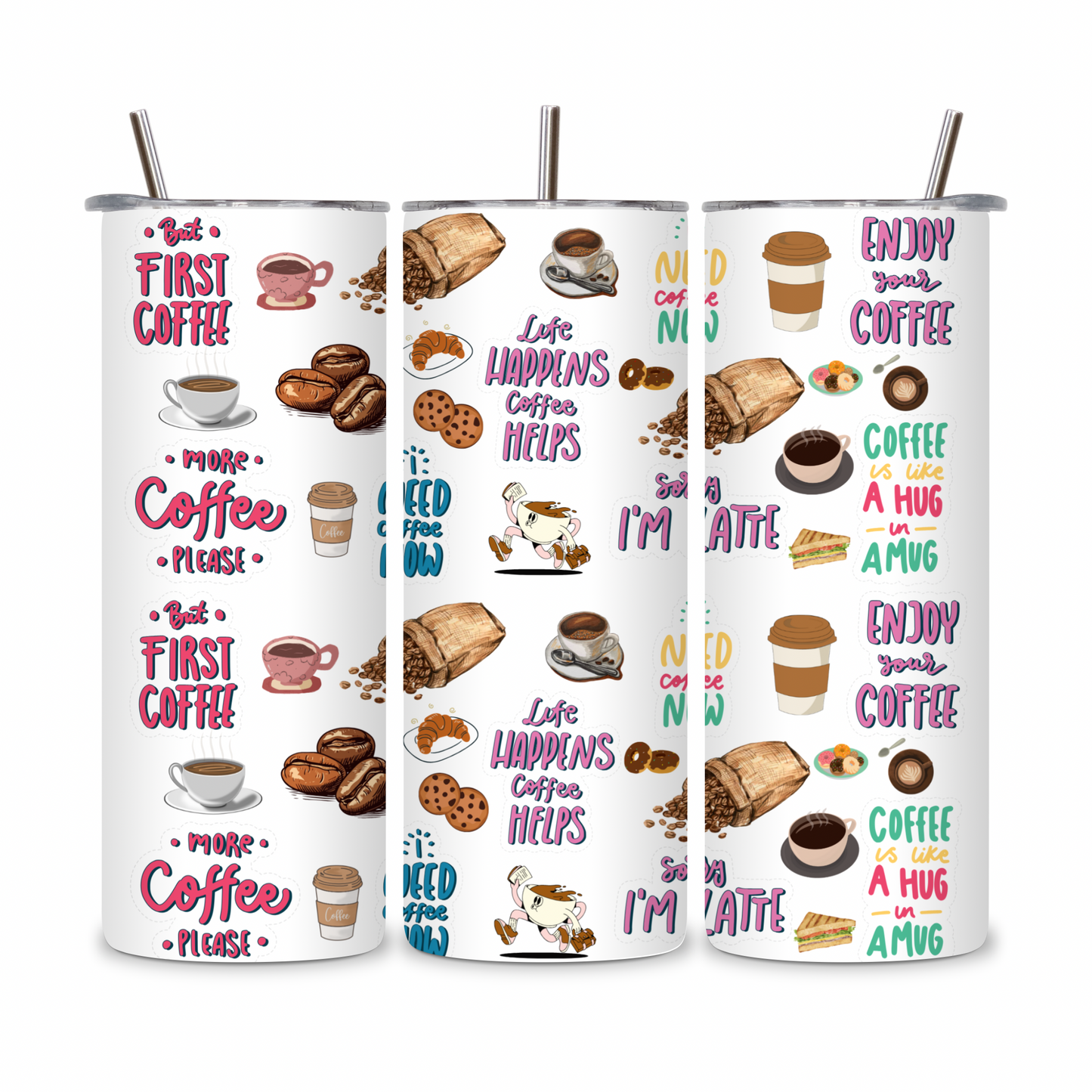 20 OZ Coffee Design Stainless Steel Tumblers