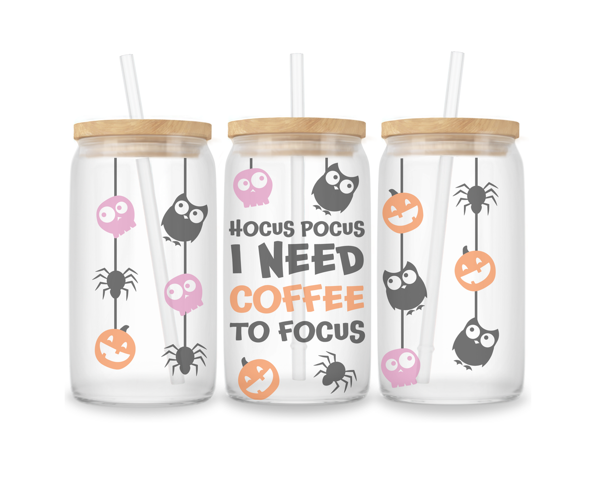 16 OZ Glass Can Halloween Design