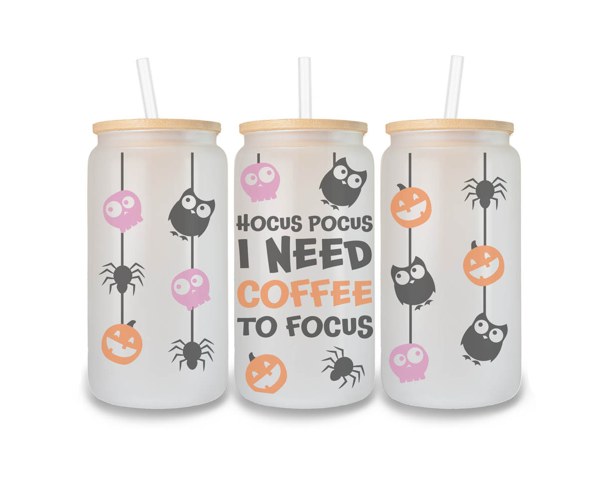 16 OZ Glass Can Halloween Design