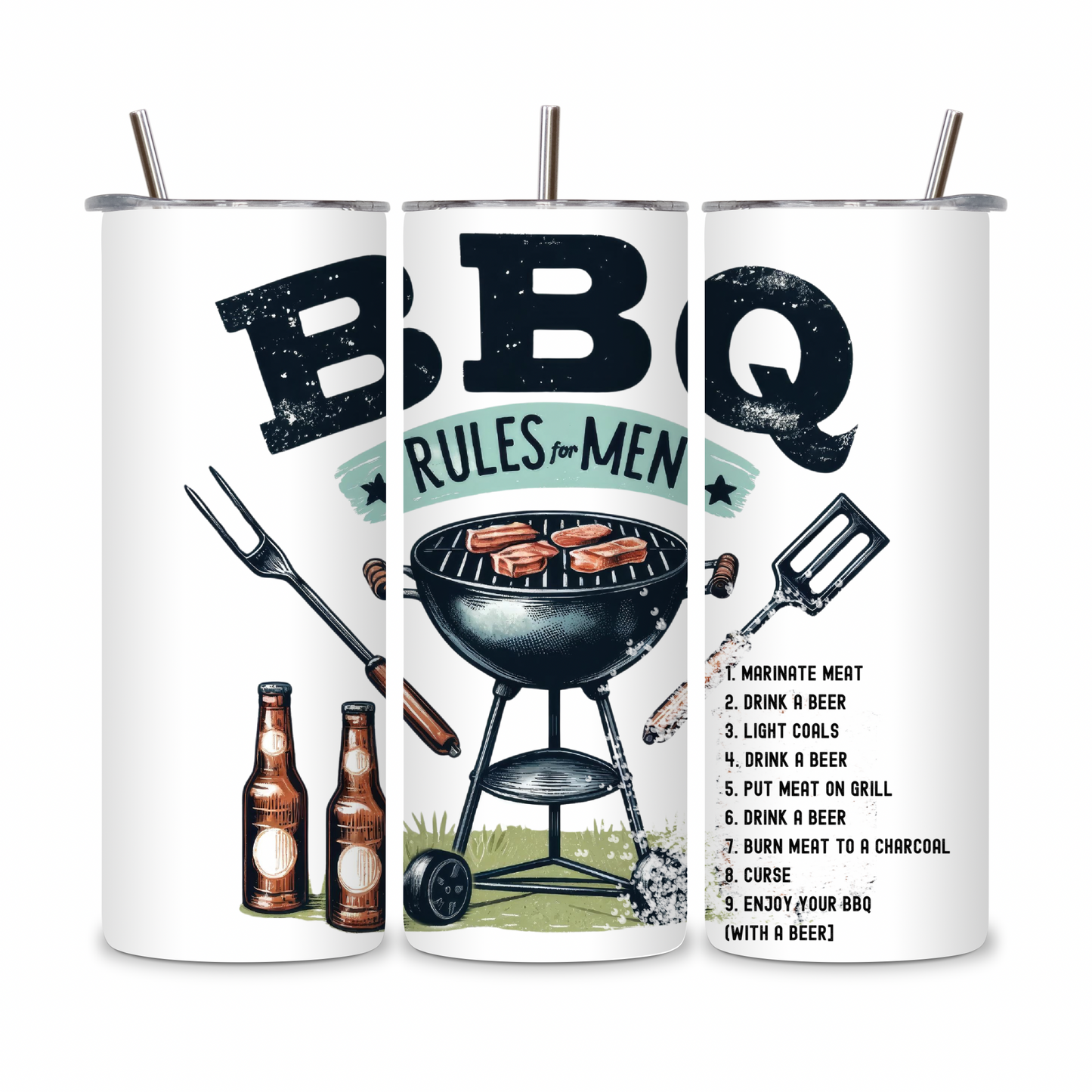 20 OZ Bbq Rules For Men Stainless Steel Tumbler