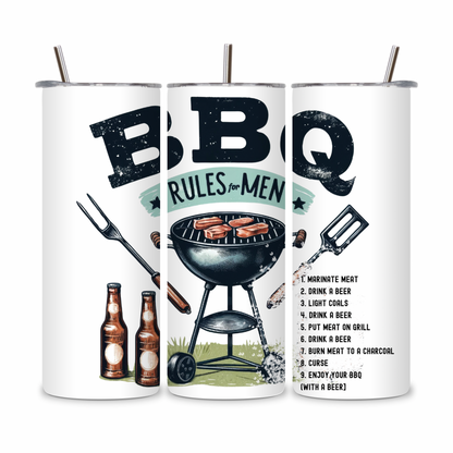 20 OZ Bbq Rules For Men Stainless Steel Tumbler