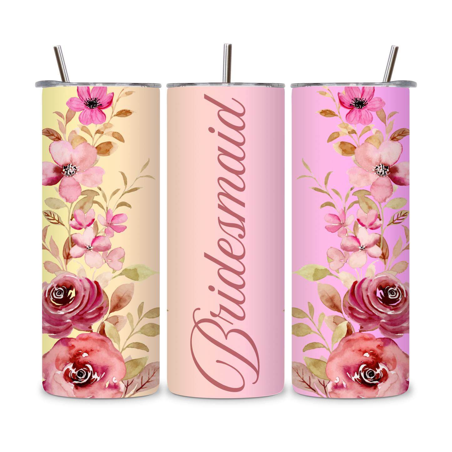 20 OZ Floral Bridesmaid Stainless Steel Tumblers