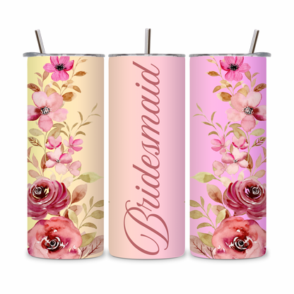 20 OZ Floral Bridesmaid Stainless Steel Tumblers