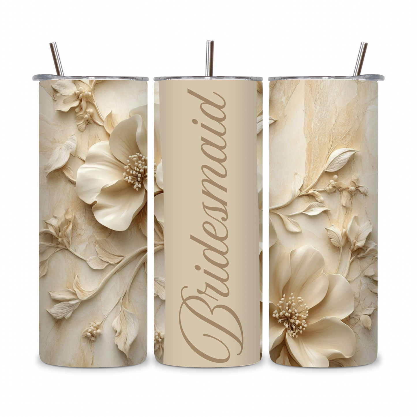 20 OZ Floral Bridesmaid Stainless Steel Tumblers