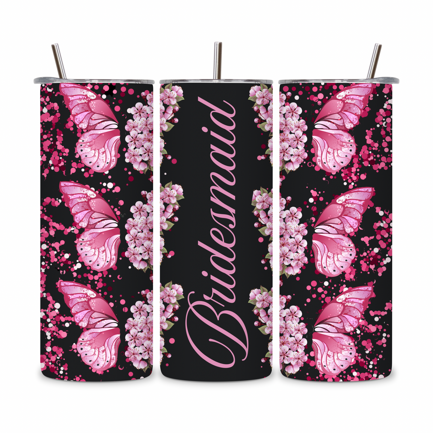 20 OZ Floral Bridesmaid Stainless Steel Tumblers
