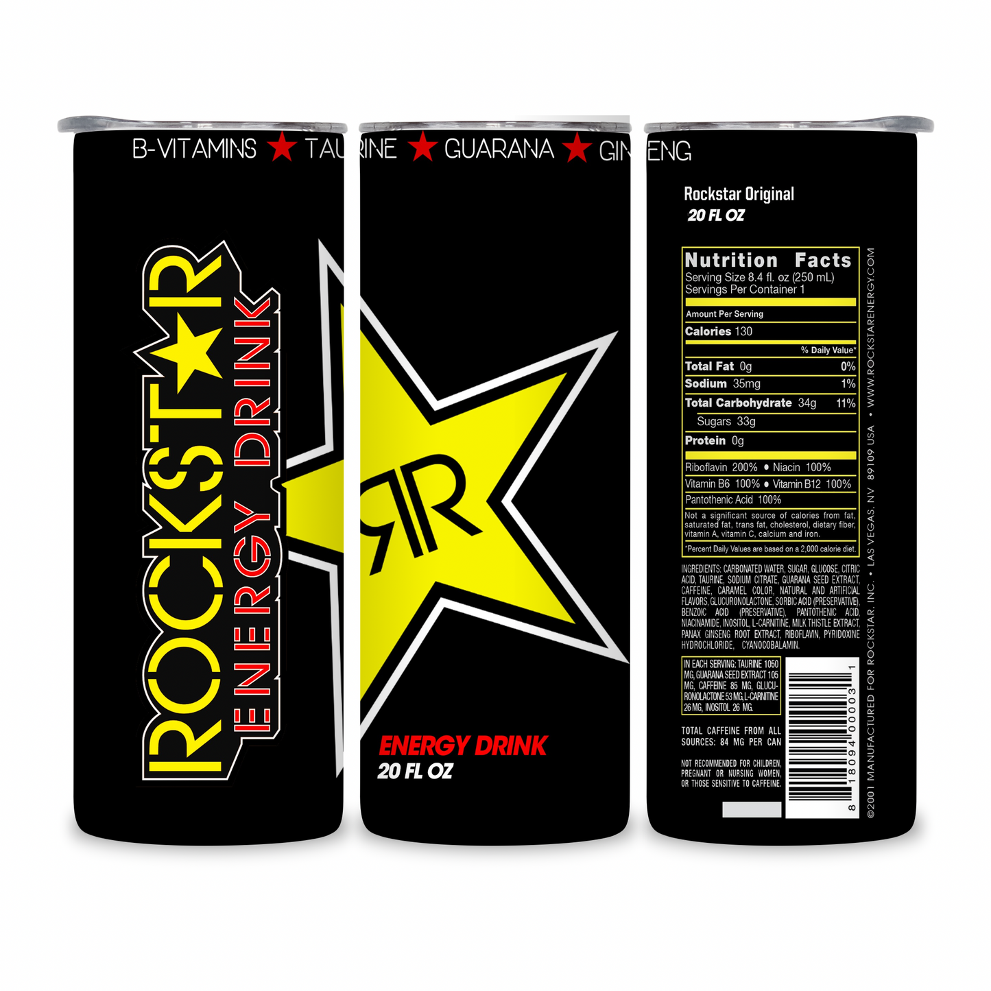 20 OZ Energy Drinks Stainless Steel Tumblers
