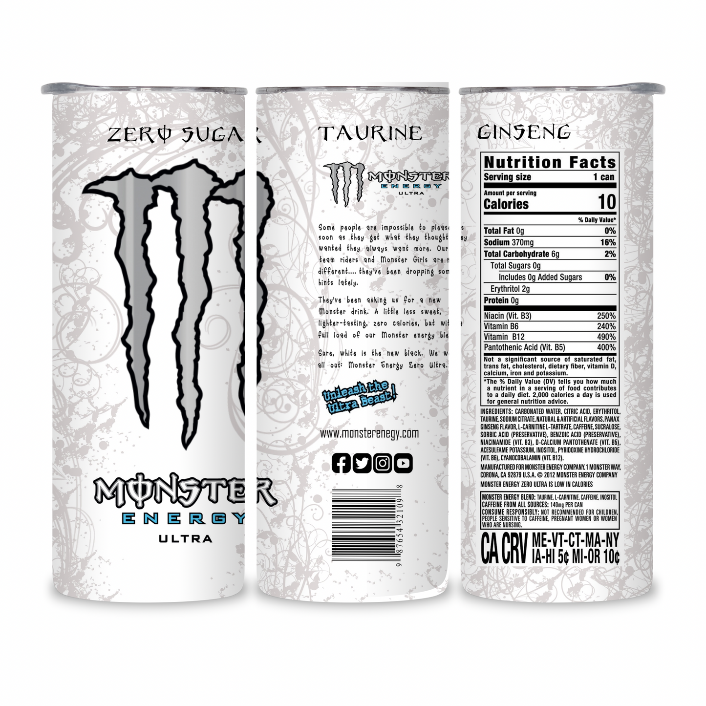 20 OZ Energy Drinks Stainless Steel Tumblers