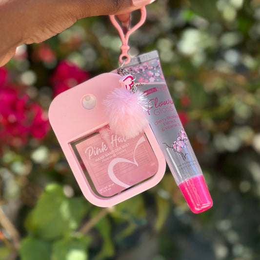 Beauty Creations Hand Sanitizer Keychain W/ Flower Gloss