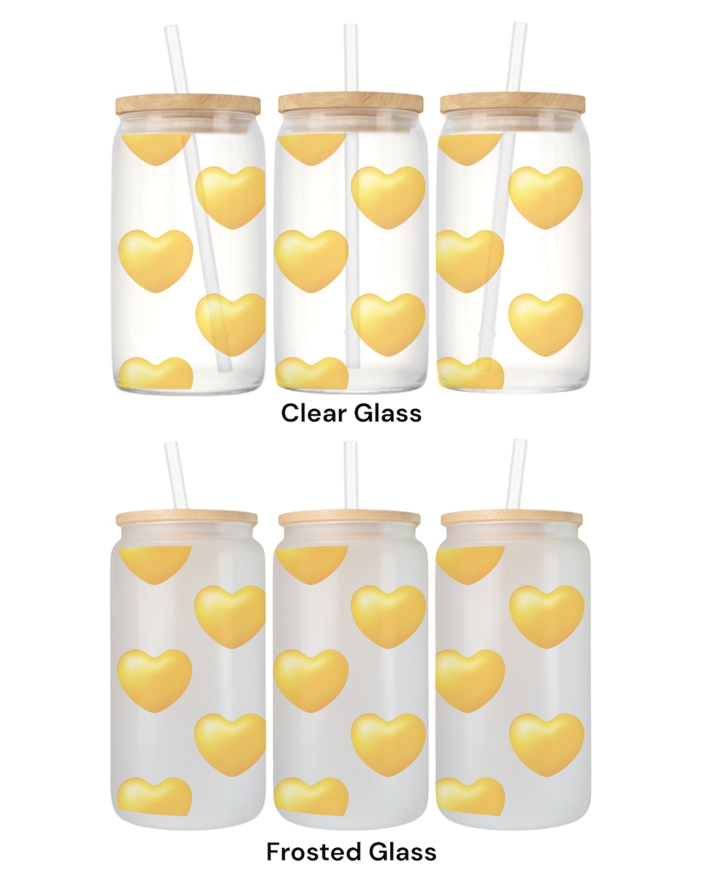16 OZ Glass Can Heart Design