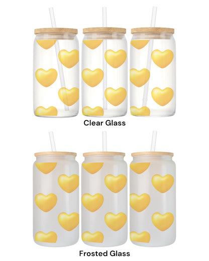 16 OZ Glass Can Heart Design
