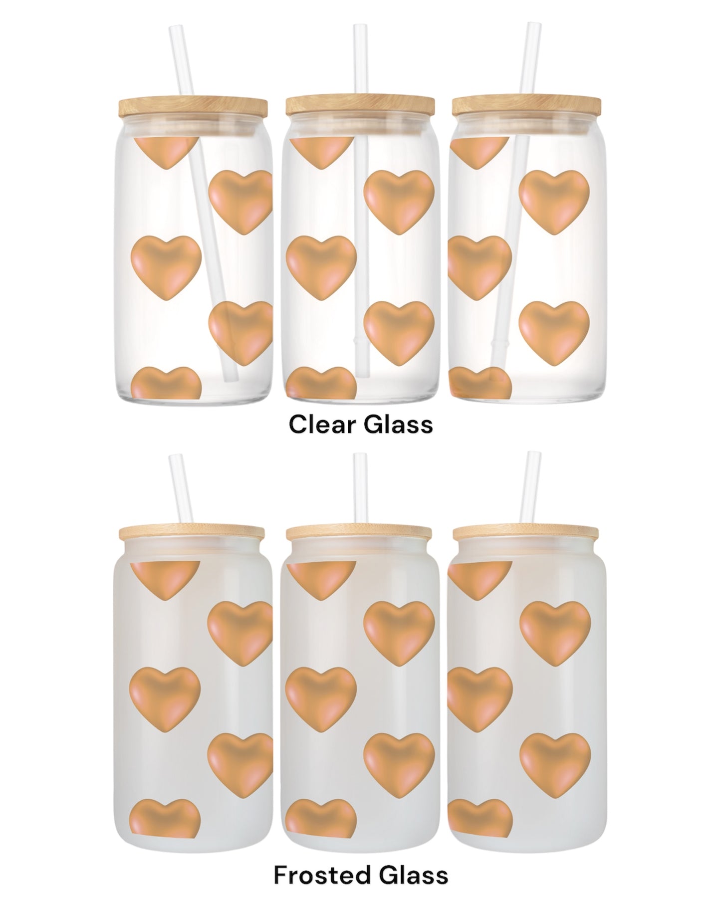 16 OZ Glass Can Heart Design