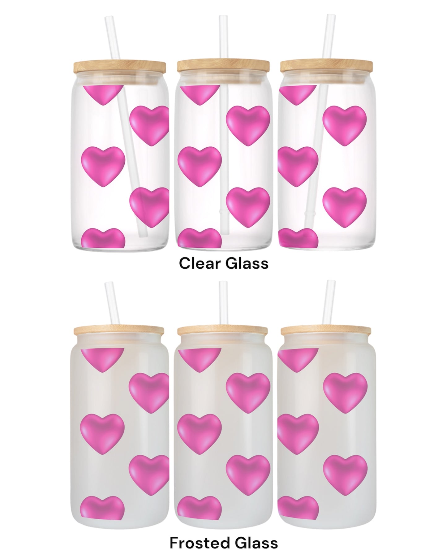16 OZ Glass Can Heart Design