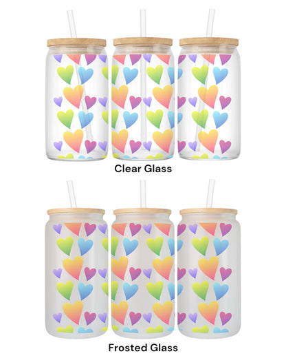 16 OZ Glass Can Heart Design