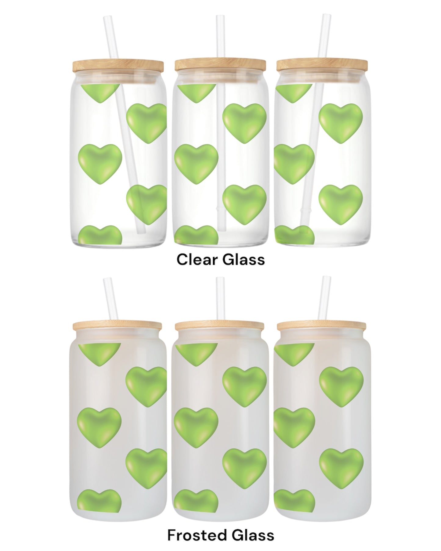 16 OZ Glass Can Heart Design