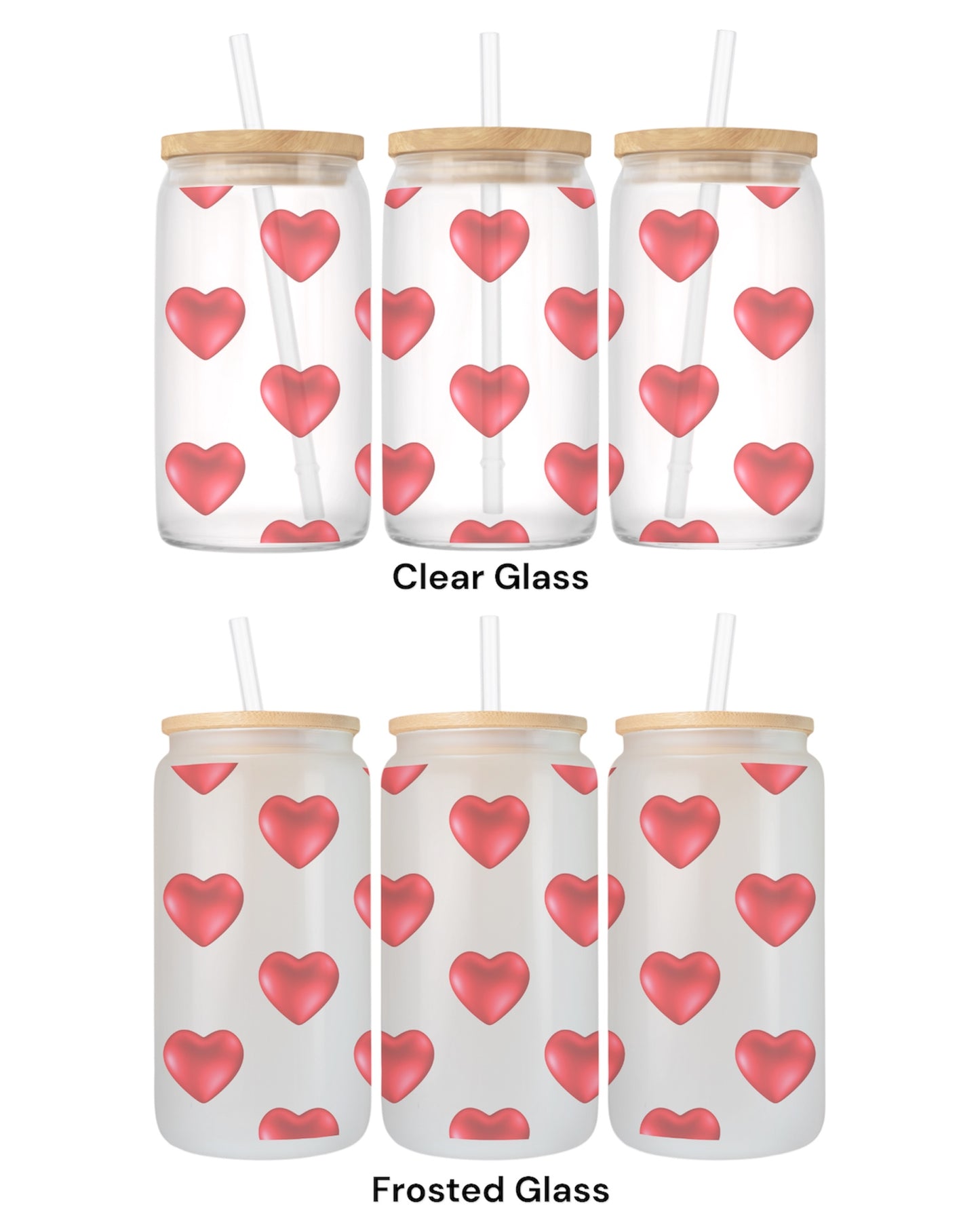 16 OZ Glass Can Heart Design