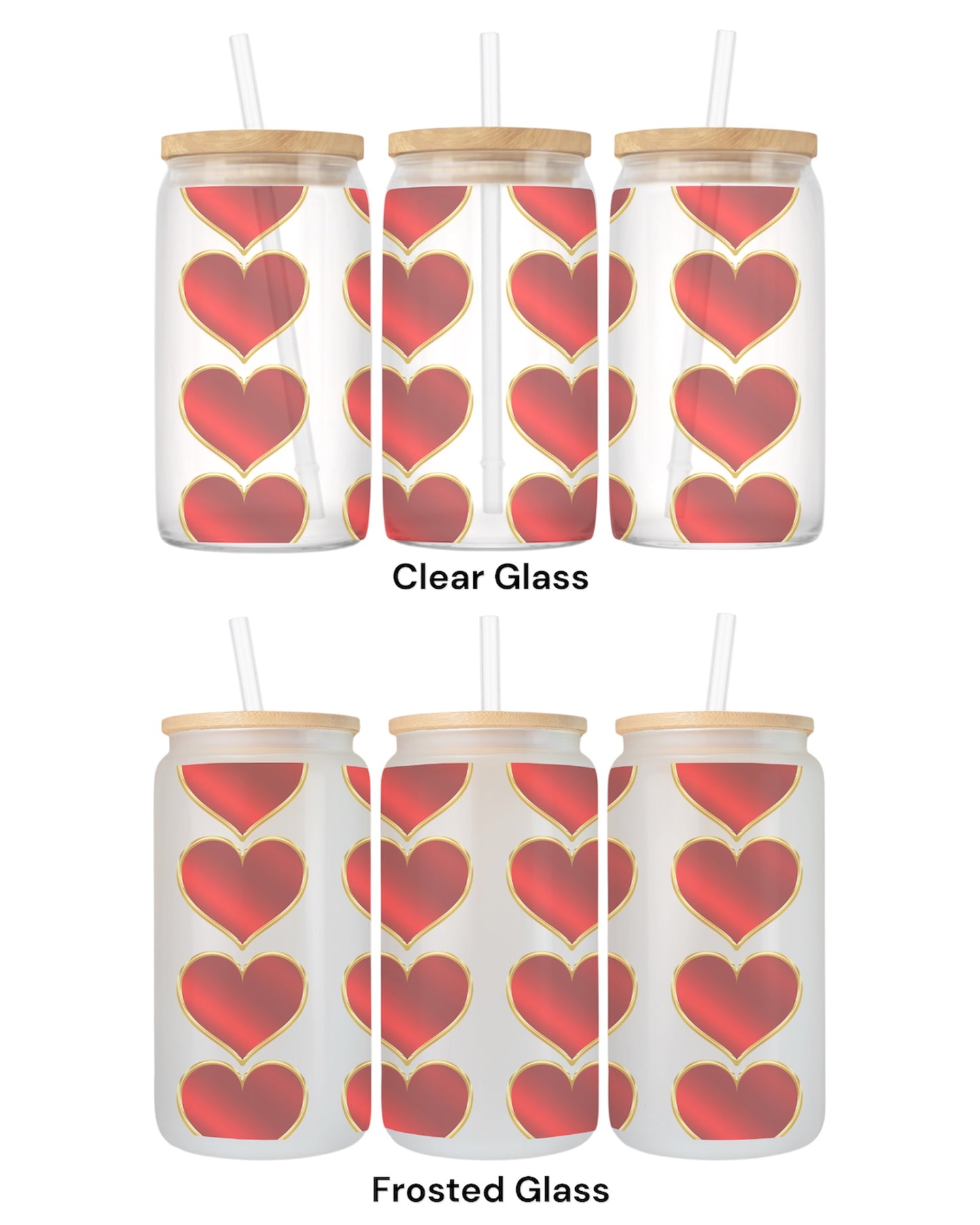 16 OZ Glass Can Heart Design