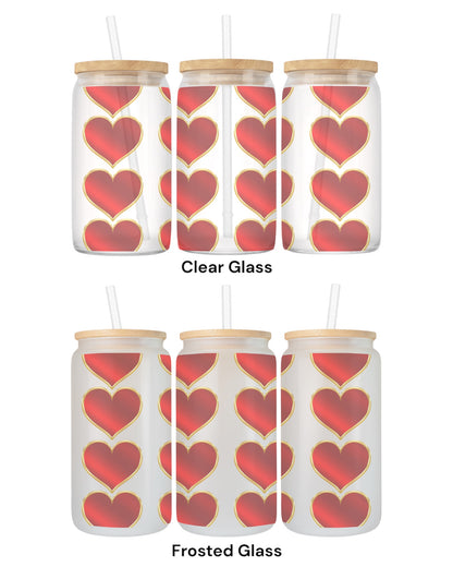 16 OZ Glass Can Heart Design