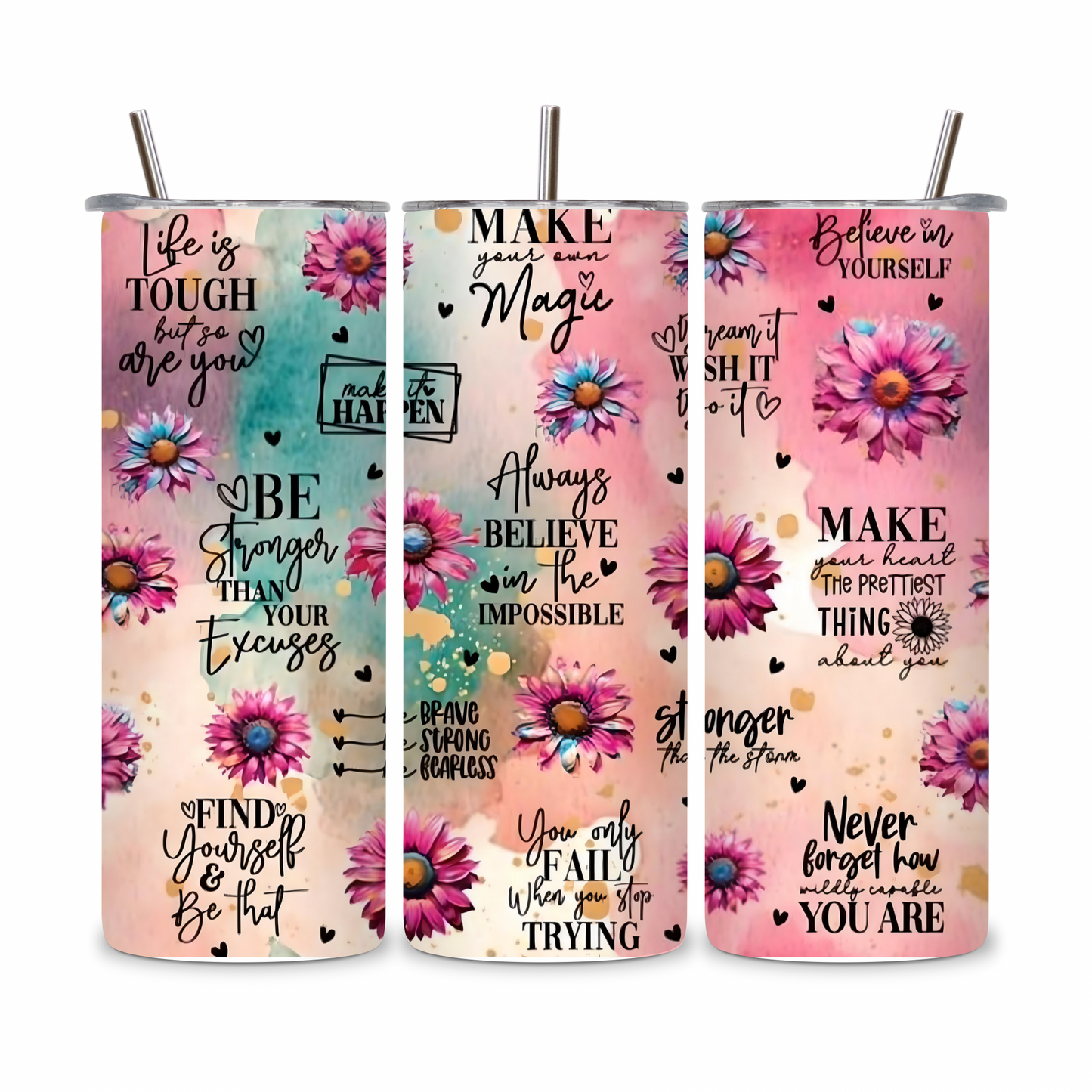 20 OZ Positive Affirmations Stainless Steel Tumblers