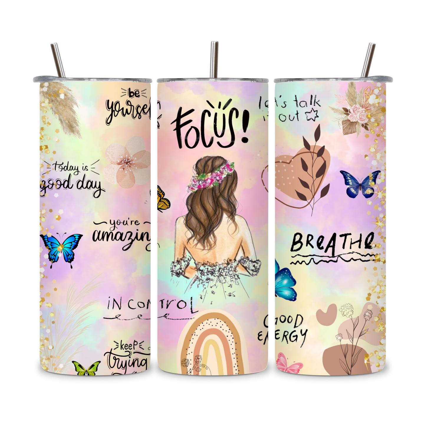 20 OZ Positive Affirmations Stainless Steel Tumblers