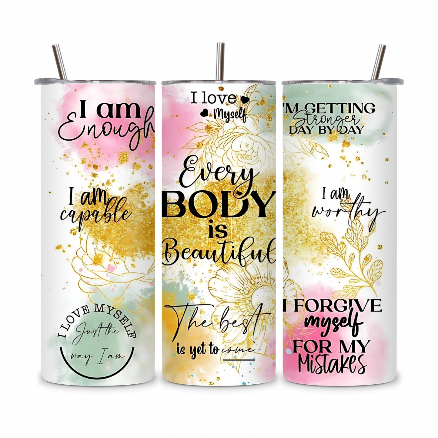 20 OZ Positive Affirmations Stainless Steel Tumblers