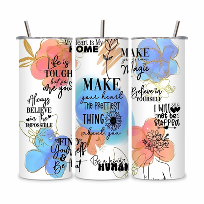 20 OZ Positive Affirmations Stainless Steel Tumblers