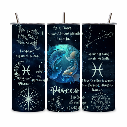 20 OZ Zodiac Affirmations Stainless Steel Tumblers