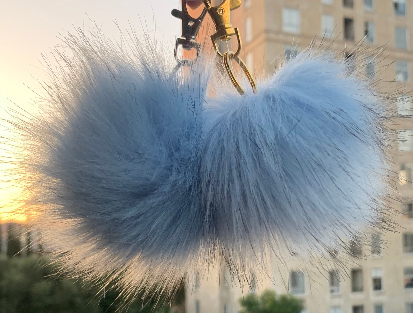 Faux Fox Fur PomPom Keychains