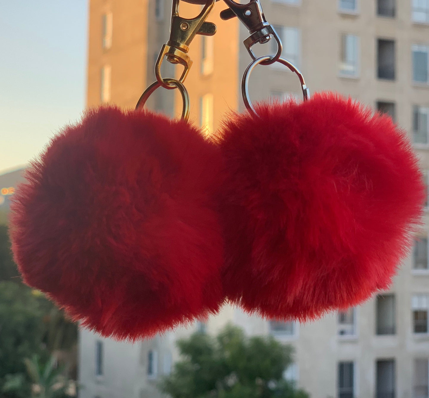 Faux Rabbit Fur PomPom Keychain