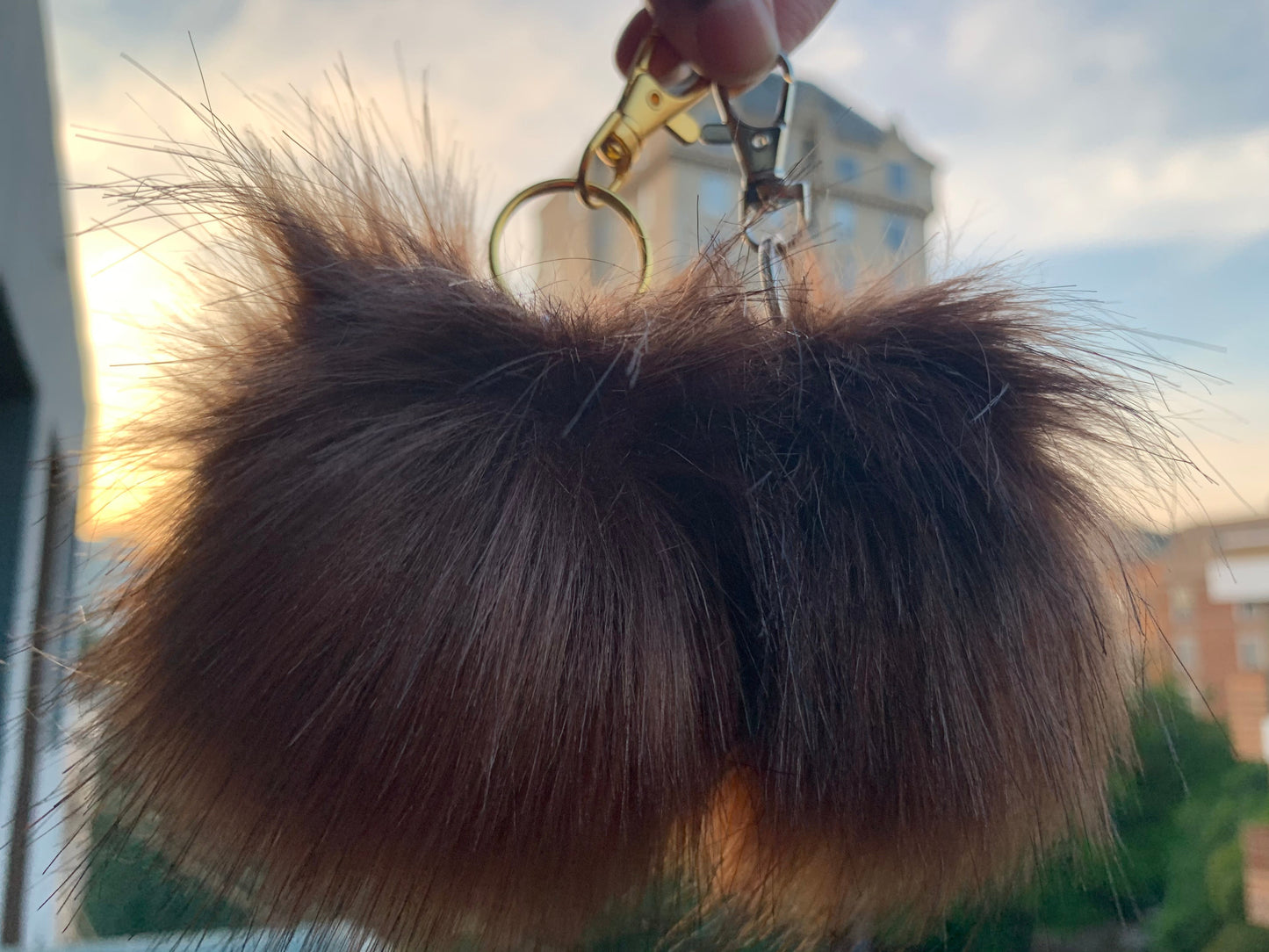 Faux Fox Fur PomPom Keychains