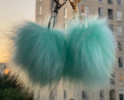 Faux Fox Fur PomPom Keychains