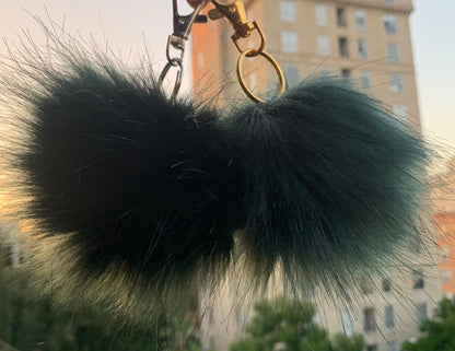 Faux Fox Fur PomPom Keychains