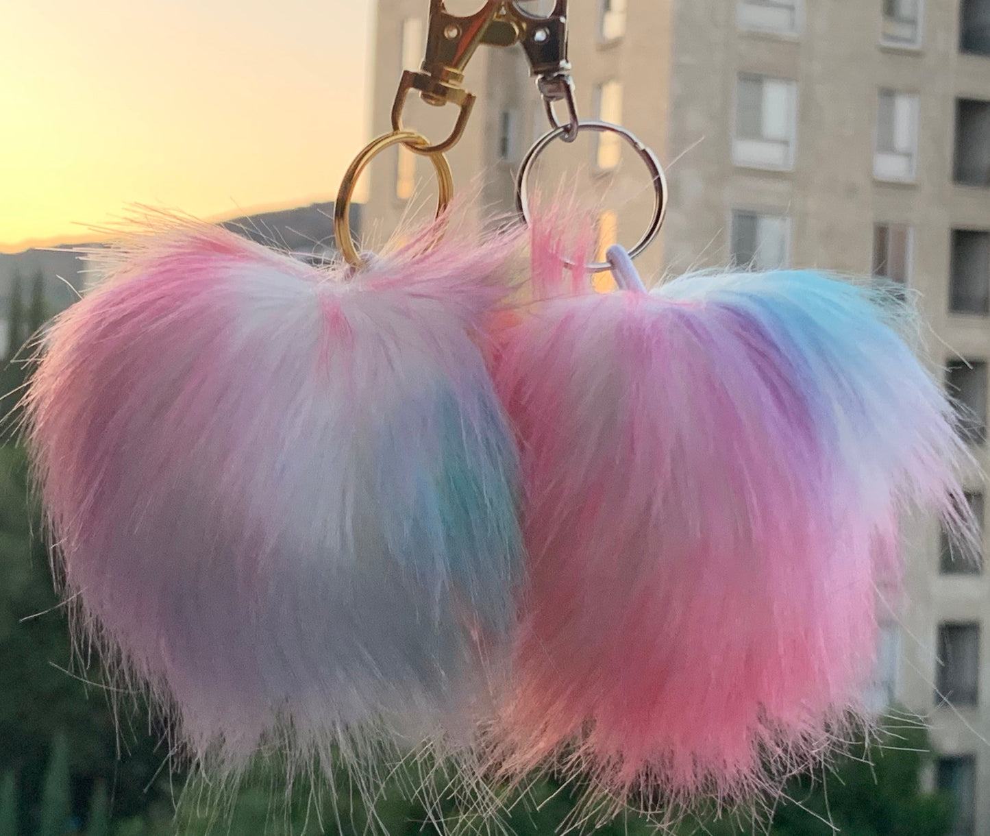 Faux Fox Fur PomPom Keychains