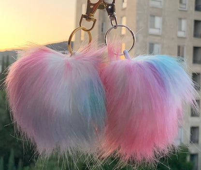 Faux Fox Fur PomPom Keychains