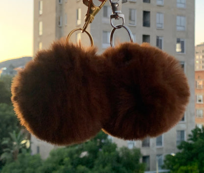 Faux Rabbit Fur PomPom Keychain