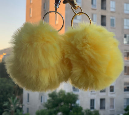 Faux Rabbit Fur PomPom Keychain