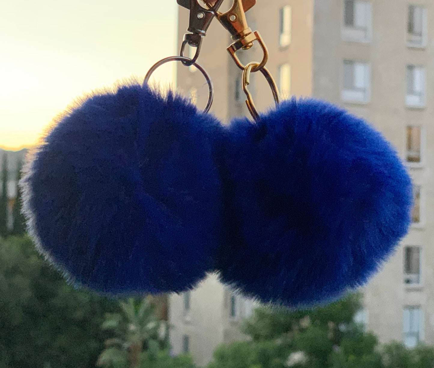 Faux Rabbit Fur PomPom Keychain