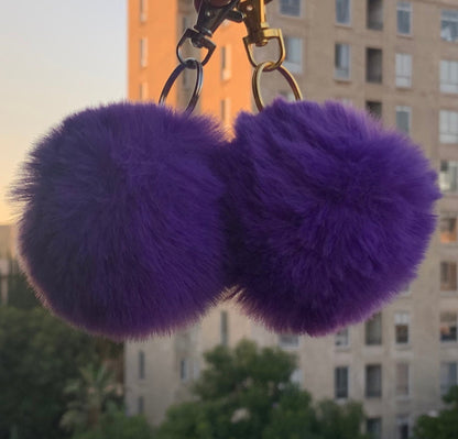 Faux Rabbit Fur PomPom Keychain