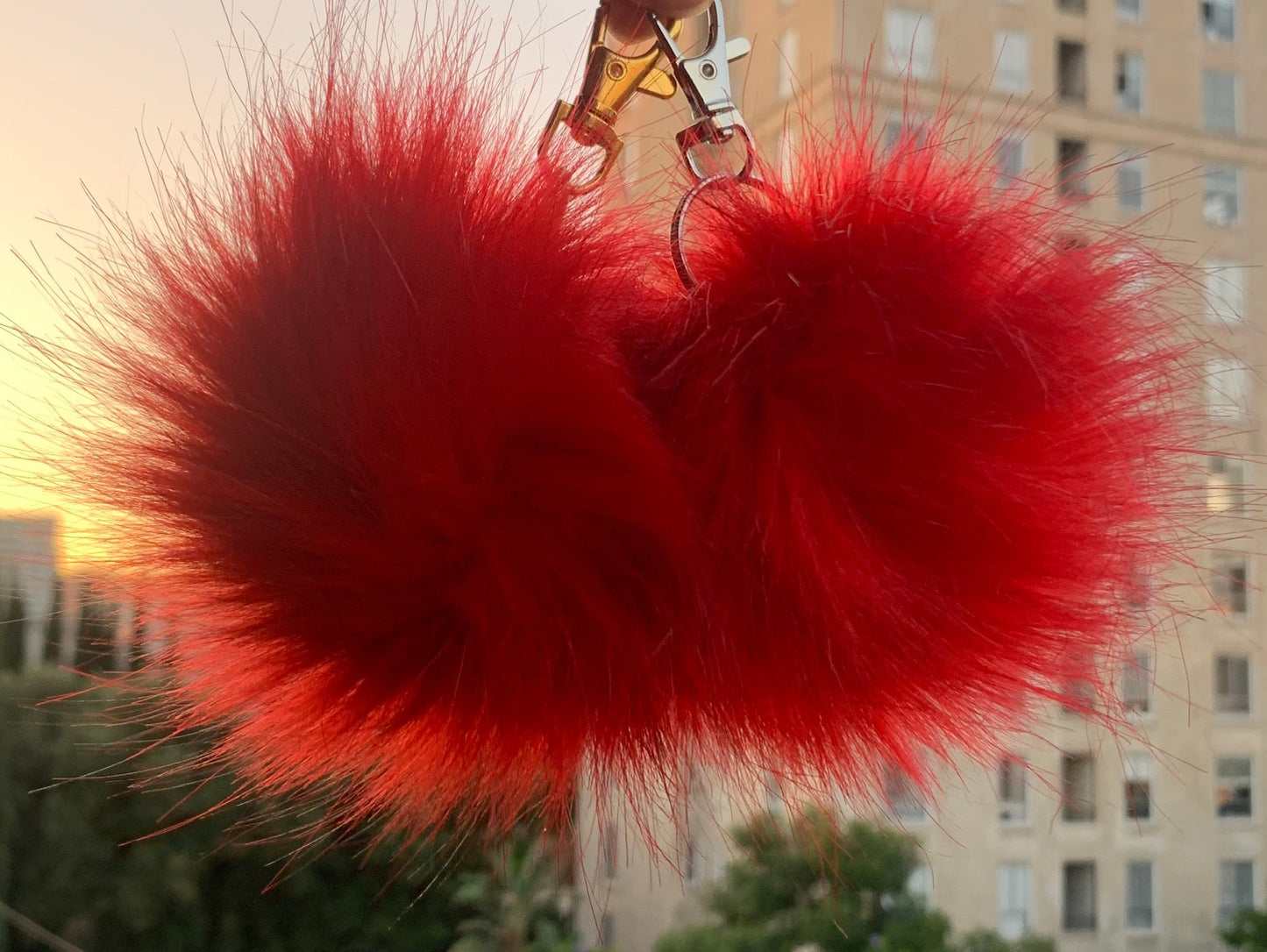 Faux Fox Fur PomPom Keychains