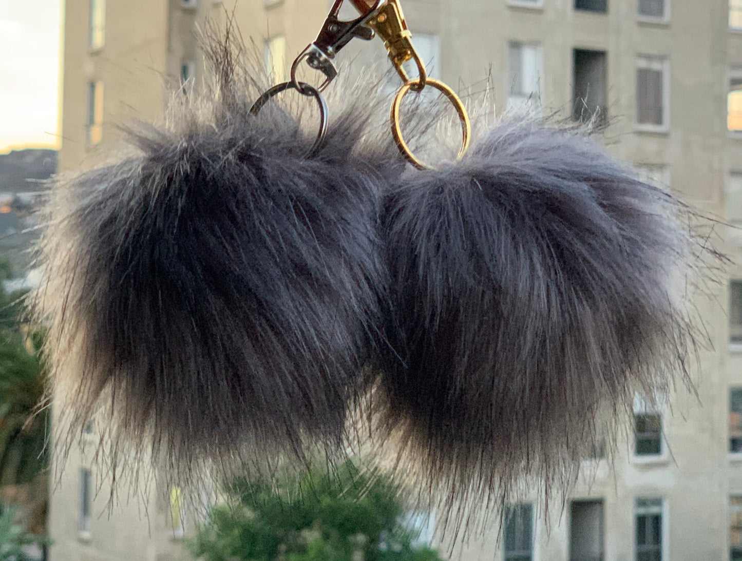 Faux Fox Fur PomPom Keychains