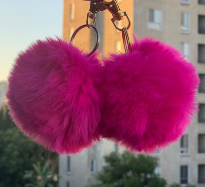 Faux Rabbit Fur PomPom Keychain