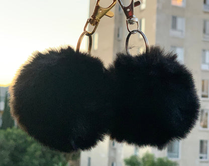 Faux Rabbit Fur PomPom Keychain