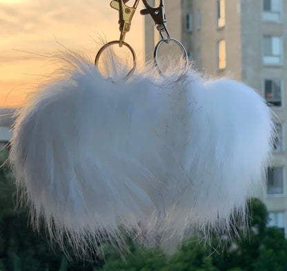 Faux Fox Fur PomPom Keychains