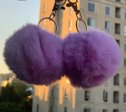 Faux Rabbit Fur PomPom Keychain