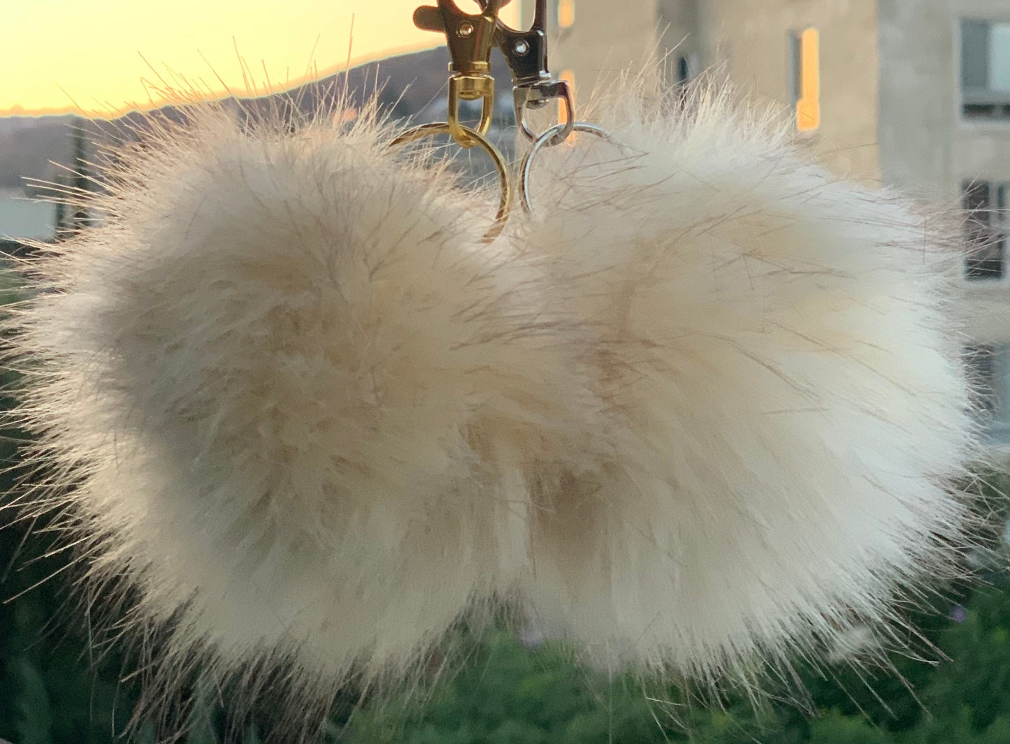 Faux Fox Fur PomPom Keychains