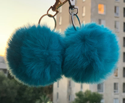 Faux Rabbit Fur PomPom Keychain